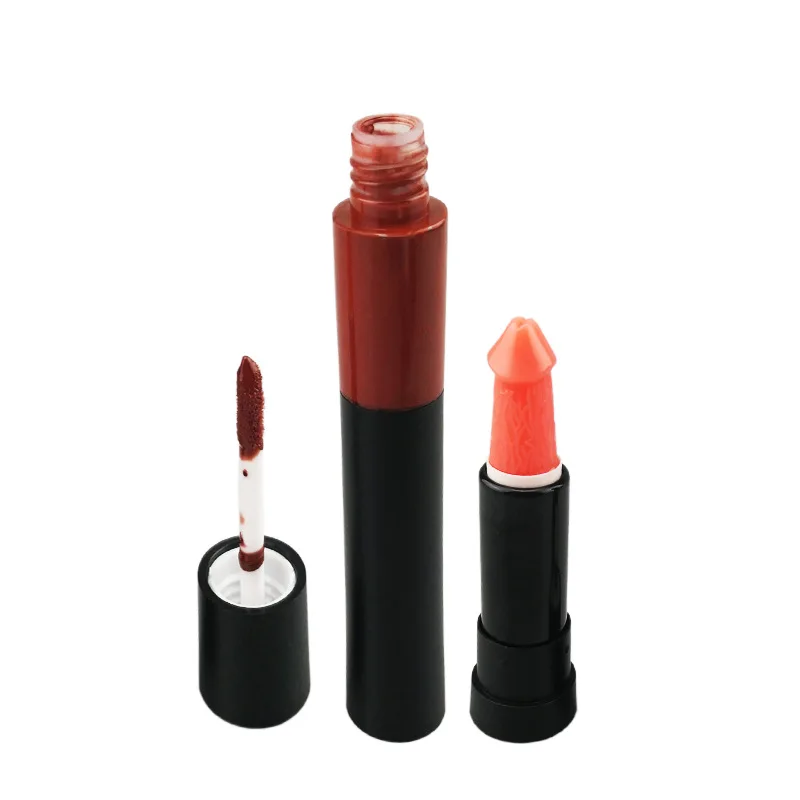 Cross-border double-head lipstick lip glaze without logo mousse lip gloss mushroom head lipstick color change lipstick warm lips