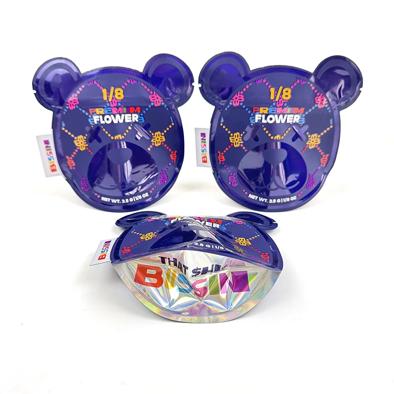 Plastic Custom Shape Eco Friendly Die Cut 3.5g Smell Proof Childproof Mylar Edibles Laminate Plastic Flower Packaging Bag