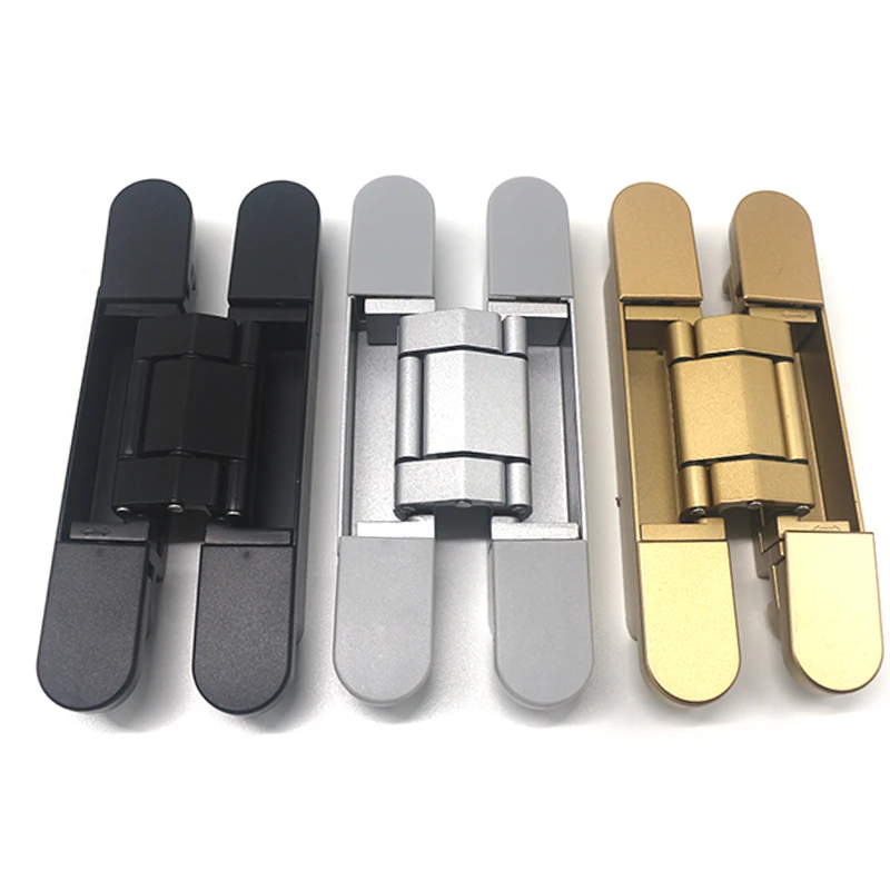 Black three direction adjustable hidden invisible concealed door hinge