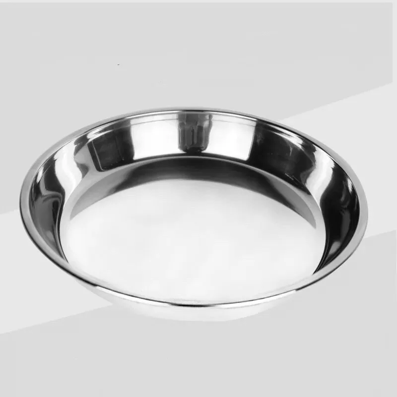 
High quality thicker stainless steel pan flat dish dinner plate food dish round plate 