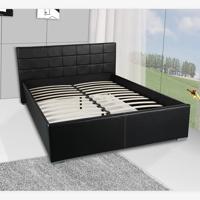 High quality Cheap King size leather bed Pu soft bed  with wood frame and slats for bedroom furniture
