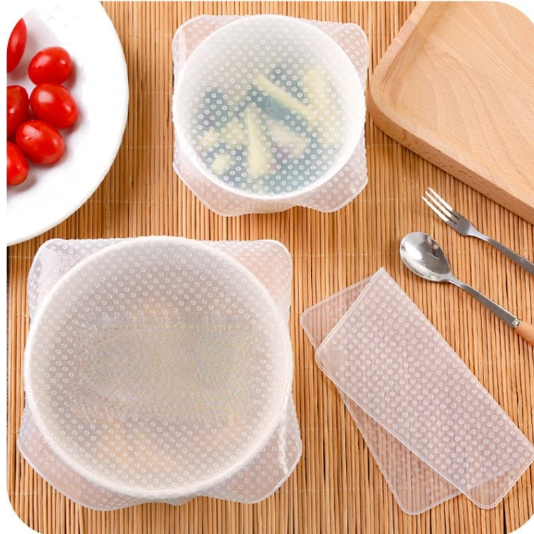 washable Silicone Stretch Lids for food storage silicone wraps reusable for microwave