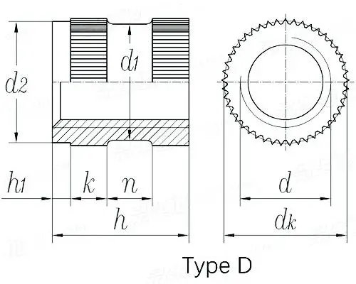 Insert OD Female Thread Embedding Brass Knurled Nut 2