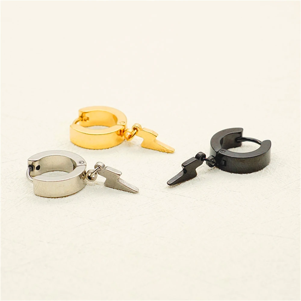Cinmo Stainless Steel Piercing Drop Earrings Fashion Lightning Flash Cute Dangle Earrings For Men Women Wholesale Ear Jewelry