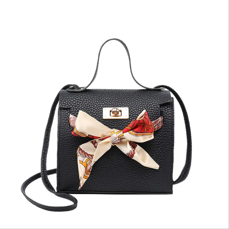
High Quality Lychee Leather Waterproof Mobile Phone Bag Women Hand Bags Shoulder Crossbody Bag With Silk Scarf Personalized Lock 