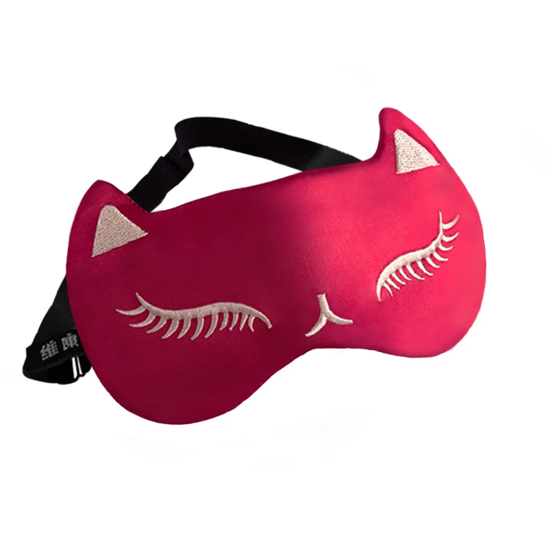 Hot Selling Sleep Eye Masks Cute Cat Silk Sleep Eye Cover Lightweight Adjustable Eyeshade Mask Cover Travel