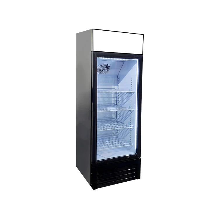 Meisda SC190B 190L Upright Commercial Refrigerator Stainless Steel Beverage Display Fridge with Electric Power Portable Used Gla