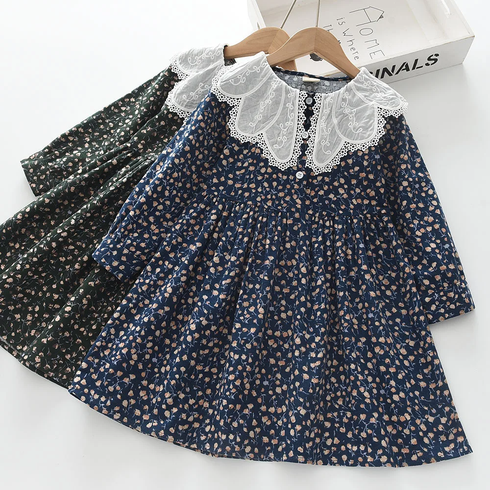 2023 autumn little baby girls long sleeve dress infant toddler kids flower princess clothing wholesale 6118