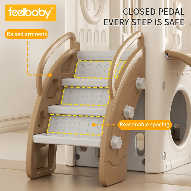 Feelbaby 2024 new product Indoor  Playground  Children Play Home Toy Good-looking Slide And Swing  Plastic  Slide For Kids