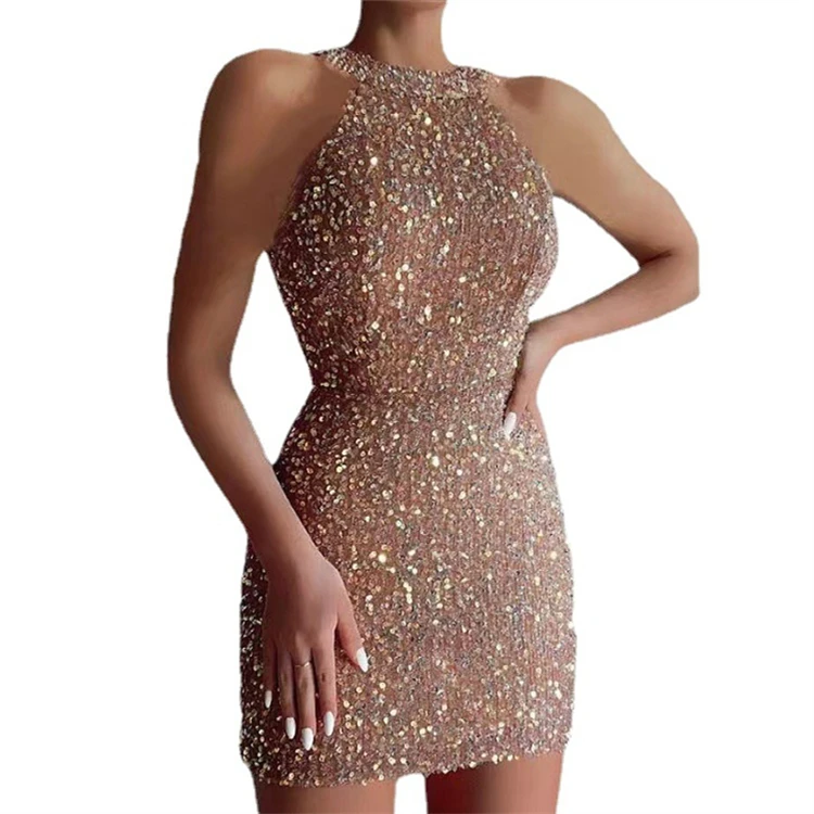 Women Sexy Sequins Party Formal Dress Wholesale High Quality Cocktail Dresses Elegant Short Evening Dresses 2023