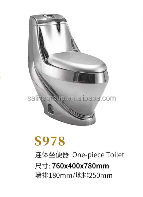 2023 Unique Electroplating Design Integrated Ceramic Toilet Bathroom Luxury Toilet Set