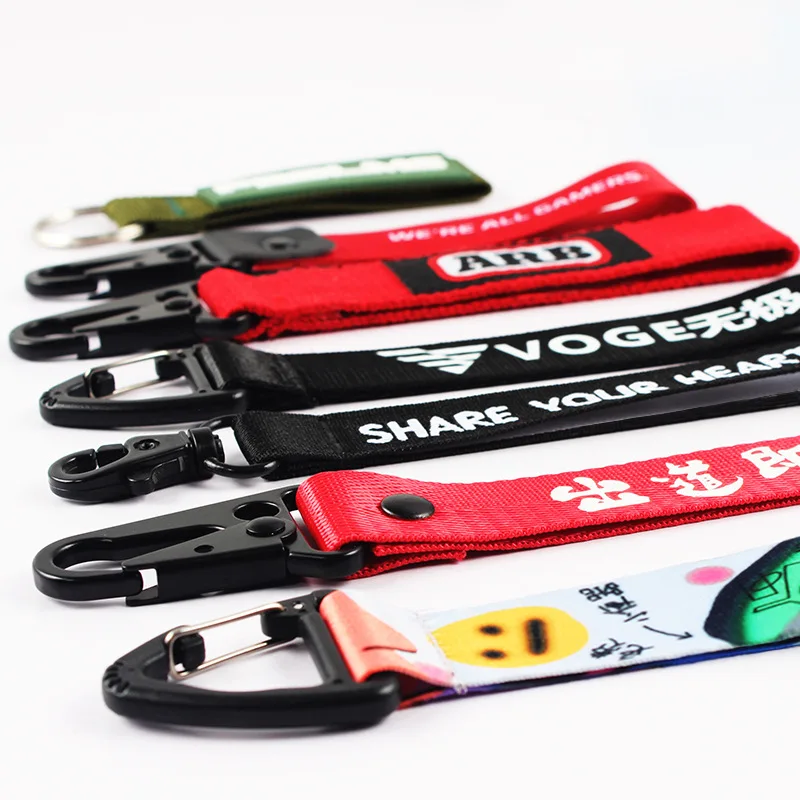 Manufacturer custom screen printing rubber Indonesian dragon webbing lanyard with eagle beak buckle