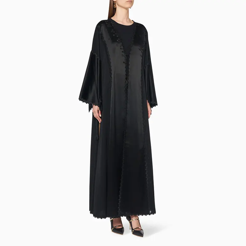 Nice Price Elegant Muslim Ladies Abaya New Design Dubai Kaftan Dress Beautiful Front Open Moroccan Clothing