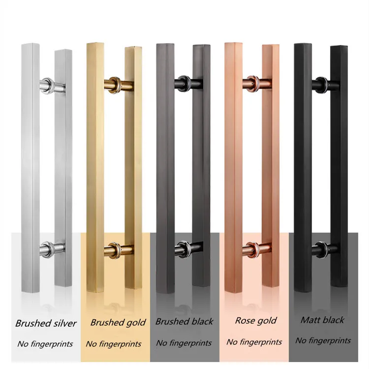 304 stainless square long handle for wooden door brushed no fingerprints
