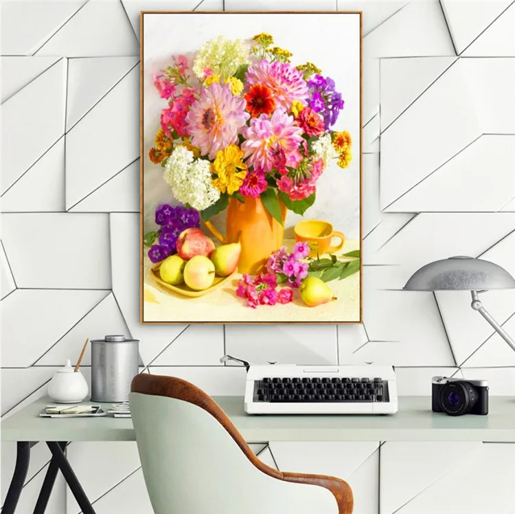 Factory supply wholesale decoration flower fruit diy diamond embroidery painting