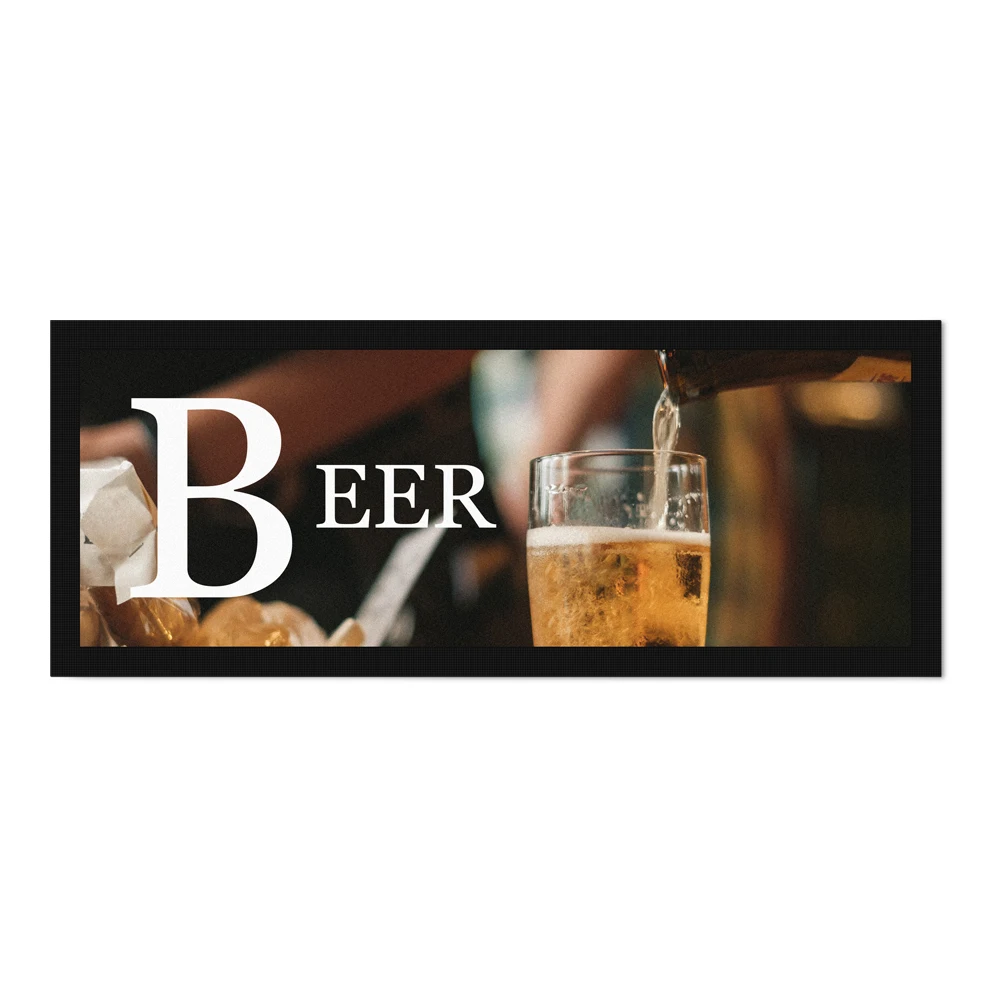 Eco-friendly Soft Nitrile Rubber Bar Drip Mat Custom Logo Sublimation Printed Pattern Bar Runner Beer Drink Bar Drink Mats