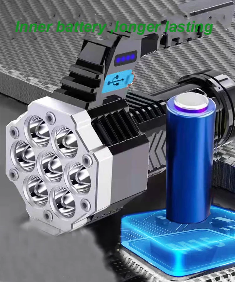 7 LED+COB ABS plastic portable hand light Electric show LED strong rechargeable hand lamp flashlight torch for camping