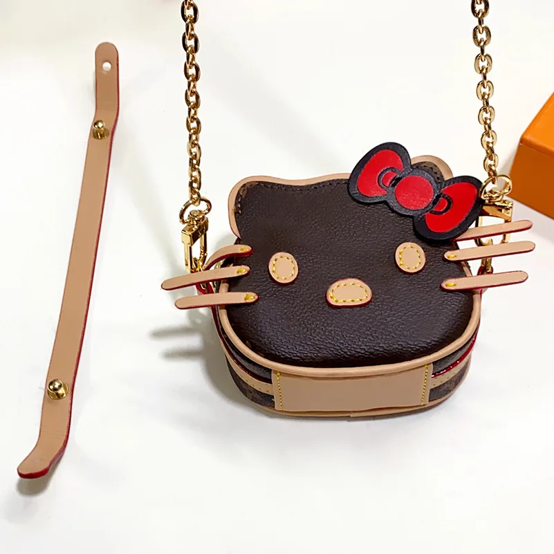 Factory wholesale cat mini bag purses High quality leather luxury Cartoon lady skew bags cute coin purse Accessory bag