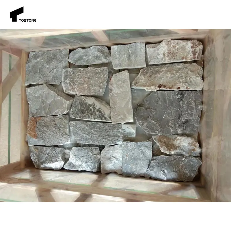 Tostone Light Blue Chinese Limestone Bluestone Exterior Wall Ledgestone Tile Decoration Natural Surface Finishing Antacid Slate