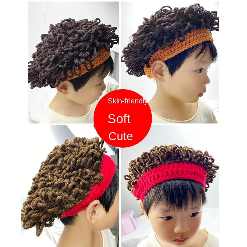 Детская весенне-Осенняя шапка с изображением головы взрыва Мужская детская шапка осенний парик забавная зимняя детская шапка с изображением вьющихся волос для мальчиков