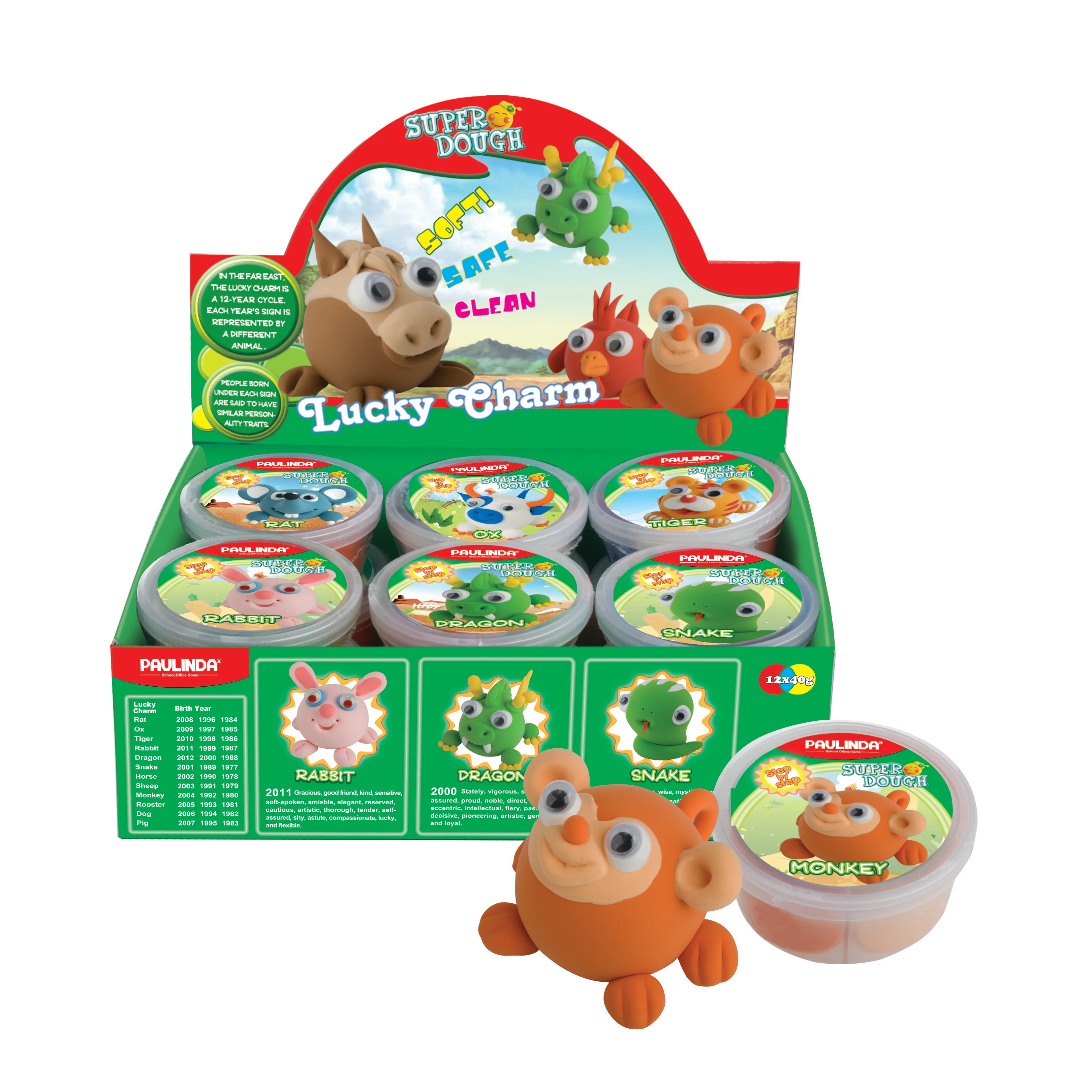 Paulinda Clay Crafts Flexible Handmade Smooth Allergen-free Lightweight Modeling Clay Animal Kit