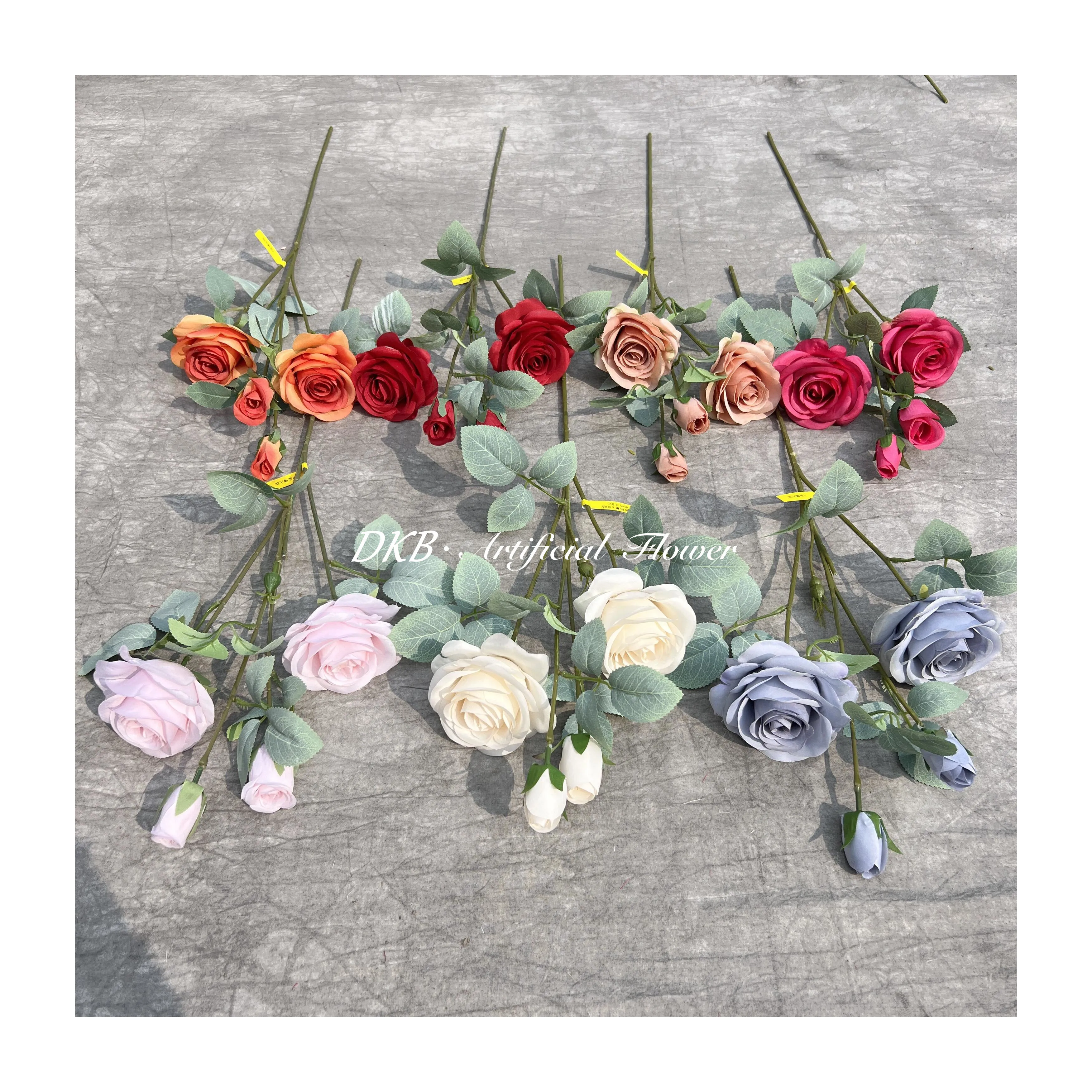 DKB low price wholesale wedding decoration high quality silk roses artificial flowers for wedding table decoration