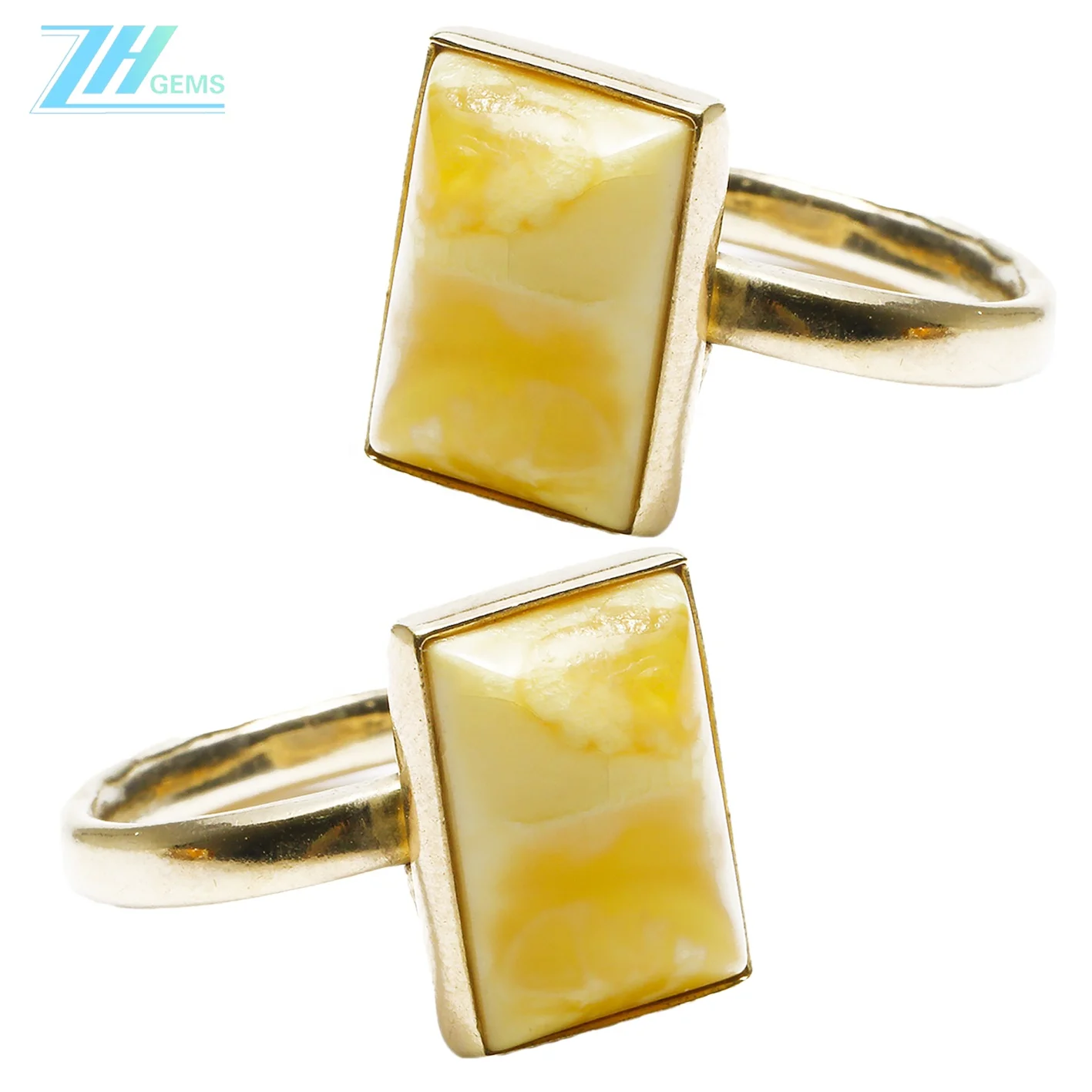 Handmade Ring  Large Amber Stone Ring Amber Gemstone Ring