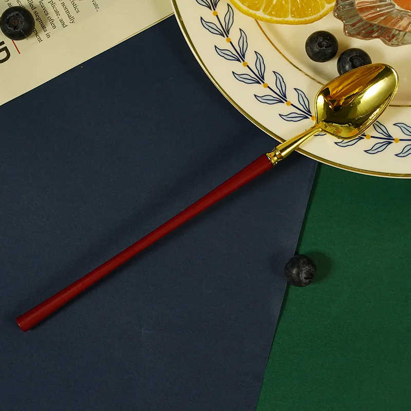 European and American fashion coffee spoon dessert hotel wedding gold set tableware tableware knife fork spoon box stainless ste