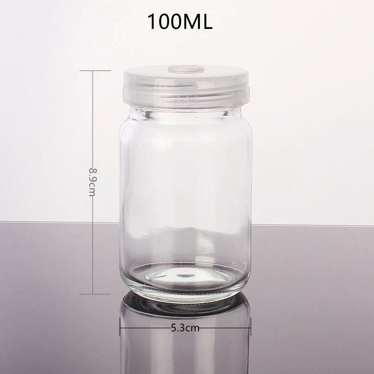 100ml plant tissue culture glass bottle mushroom culture bottle ecological glass bottle with plastic cap