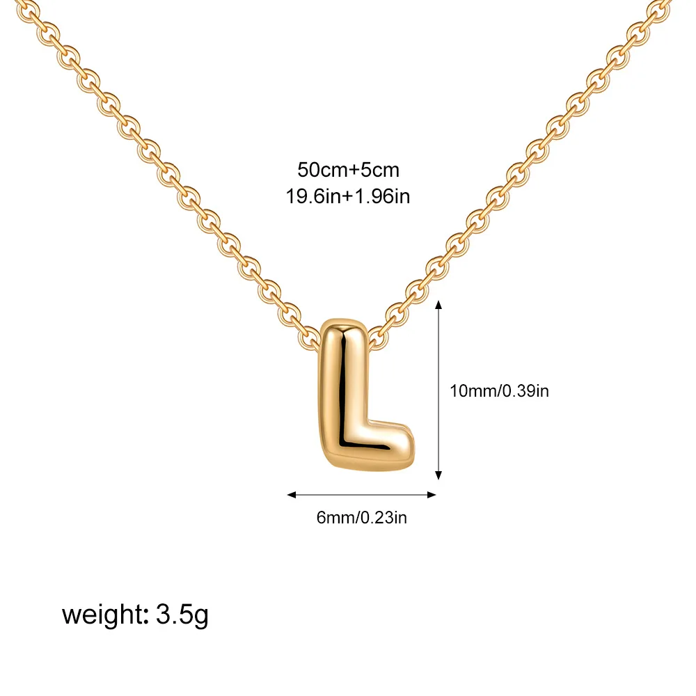 Fine Fashion Jewelry 18K Gold Plated Bubble 26 Letters Necklace Women Personalized Letter Initial Charms Necklace