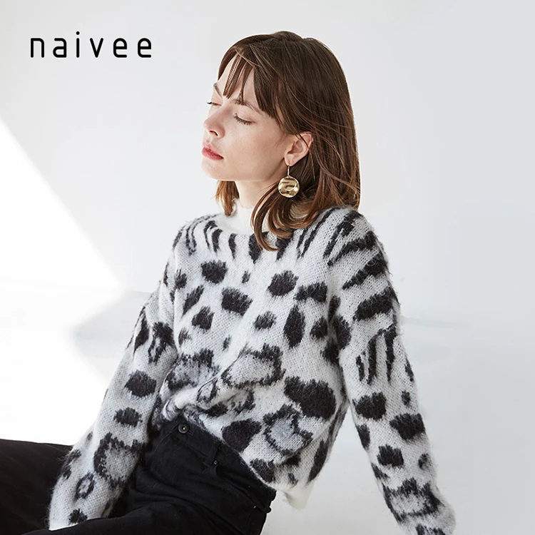 
Naivee winter breathable round neck knit fall sweaters pullover mohair for women ladies 