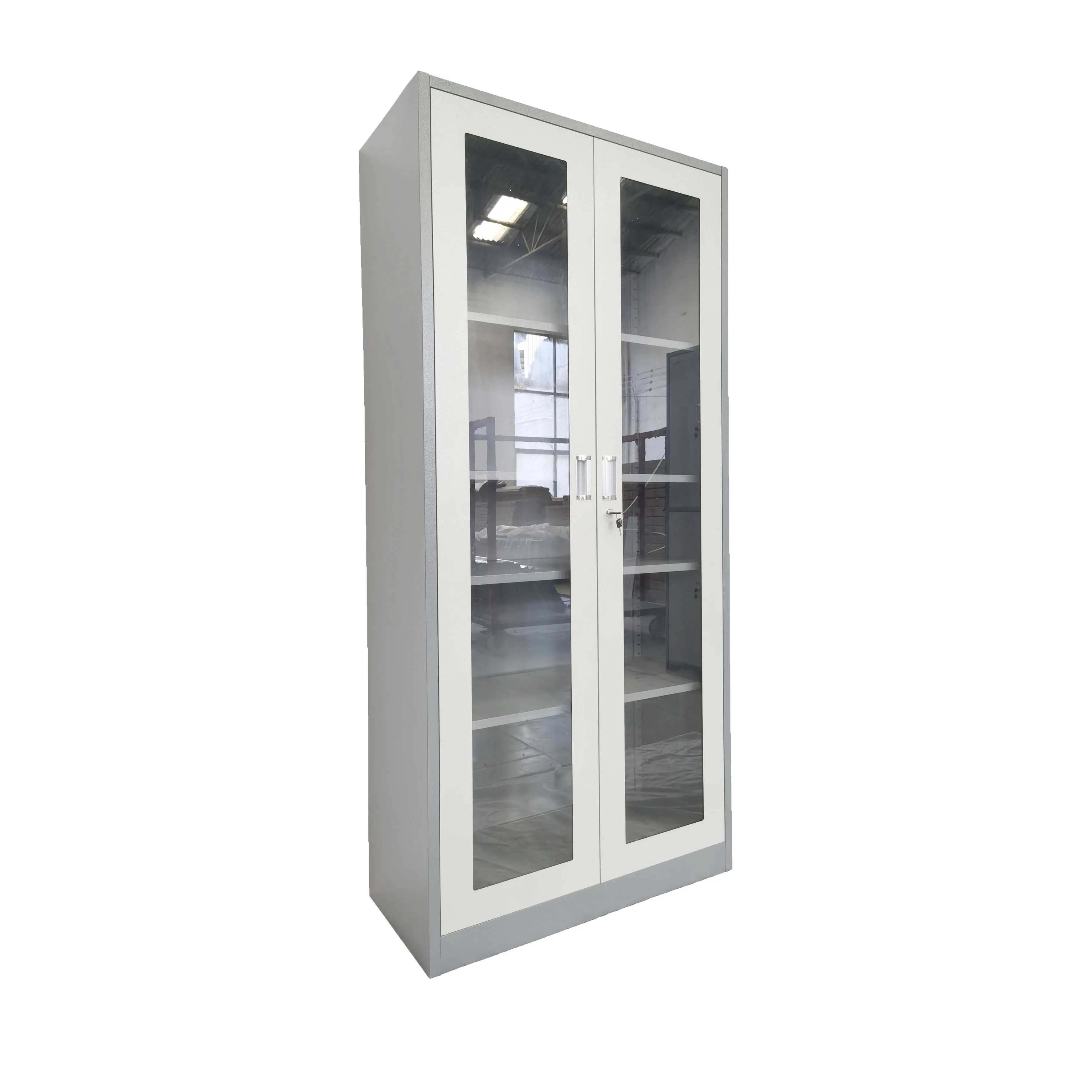 Grey Storage Cabinet Office Equipment with Transparent glass