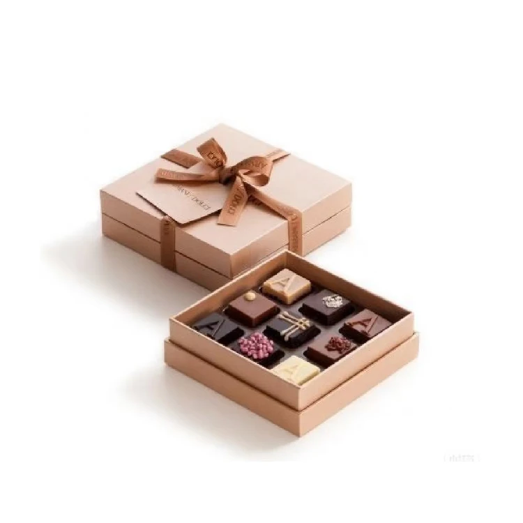 custom bound lid and base luxury gift packaging hot sale   cardboard paper chocolate praline box