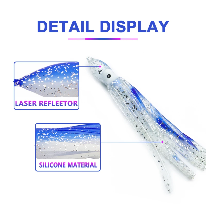 THOR FORCE Soft Lure High Quality Luminous 5pcs Packing Trolling Skirt Sea Fishing Glowing Squid Skirt Octopus Fishing Lures
