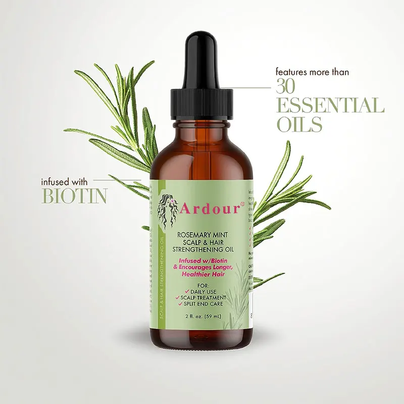 2 fl.oz. Hair Growth Oil With Biotin Essential Nourishing Treatment for Split Ends and Dry Scalp Organics Rosemary Mint Scalp