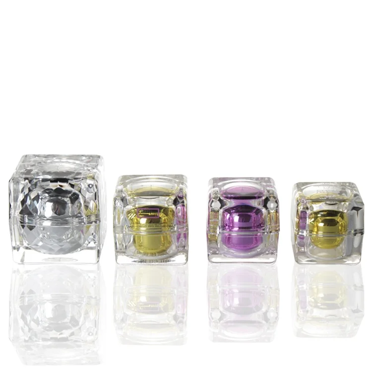 Роскошная акриловая Золотая Косметическая квадратная косметическая упаковка банки для крема для лица 50 г