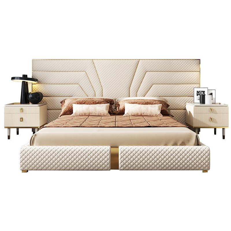 High quality Royal furniture upholstered storage beds tufted headboard bed set for five stars hotel