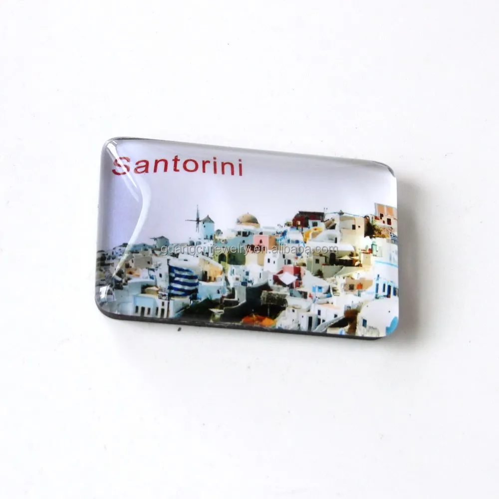 Wholesale custom logo Santorini Greece souvenir crystal sublimation fridge magnet