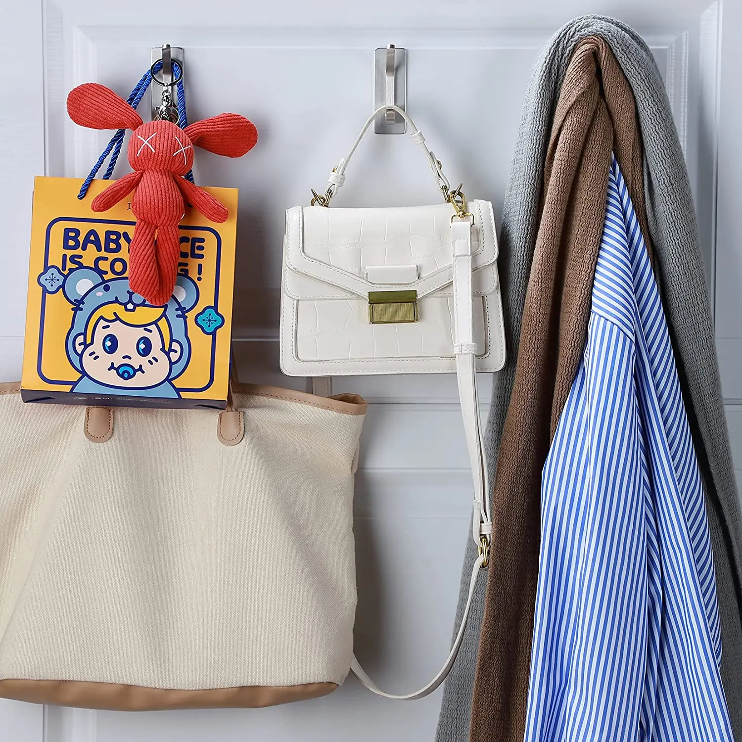 Customized Hook Metal Hangers Bathroom Wall-mounting Adhesive Hook Kitchen No Punching Stainless Steel Wall Hook