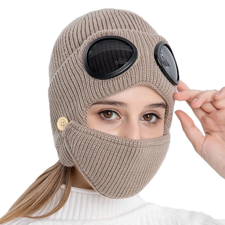 Зима и весна 2020 мужские и женские очки шапка плюшевая Лыжная Шапка Вязаная теплая шерстяная шапка