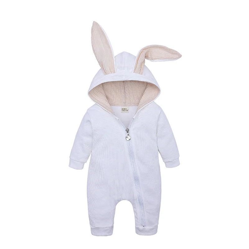Hot sale baby rompers children stereoscopic rabbit ears hooded baby rompers knit baby clothes newborn