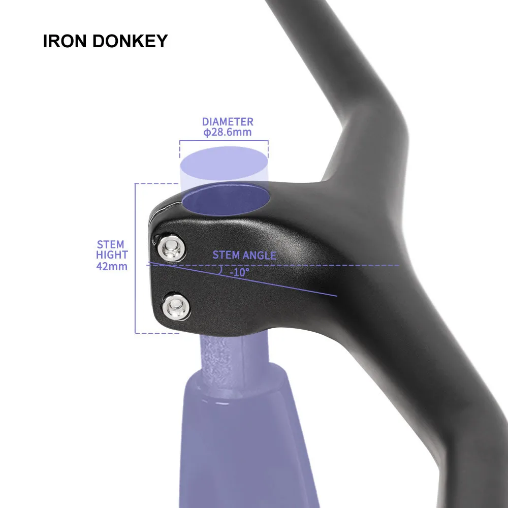 Iron Donkey New MTB Full Internal Wiring Bicycle Carbon Integrated Handle DI2 Full Carbon Mountain Bicycle Handle
