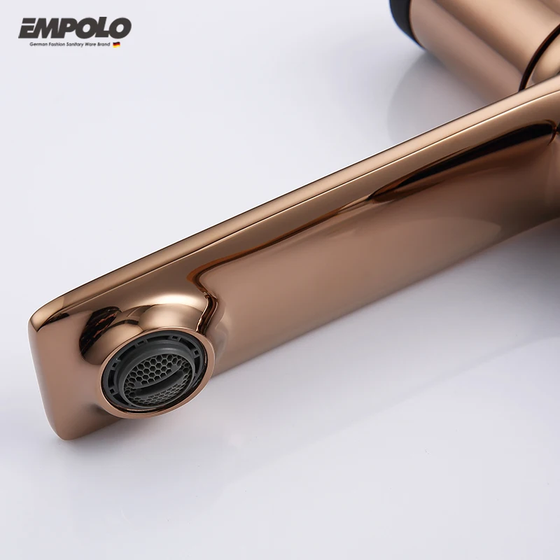 Empolo New Faucet Tap Rose Gold Single Handle Widespread Basin Bathroom Vanity Faucet