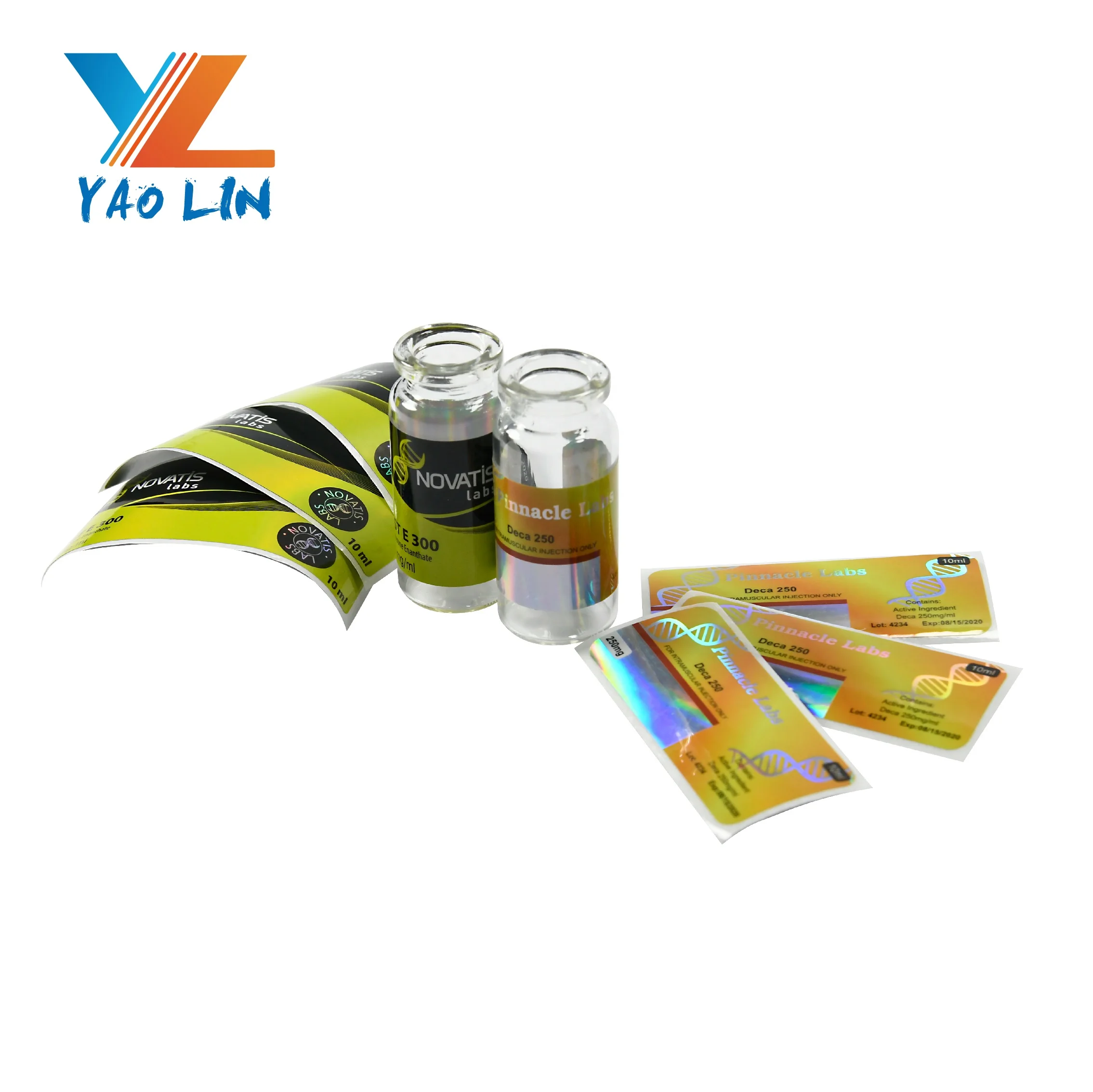 Custom printed steroid injection and tablets label waterproof glossy lamination 10ml hologram vial label