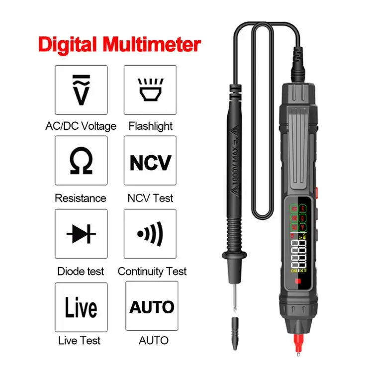 Multimeter Pen Type Digital Multimeter 4000 Counts AC/DC Voltage Tester Professional Current Meter Non-Contact Voltmeter Sensor