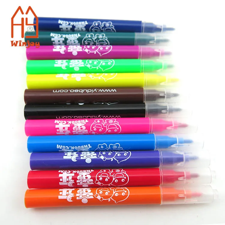 12pcs/pvc Bag Mini Kids Washable Color Pen Promotional Drawing Water Color Pen ,Custom Design Marker
