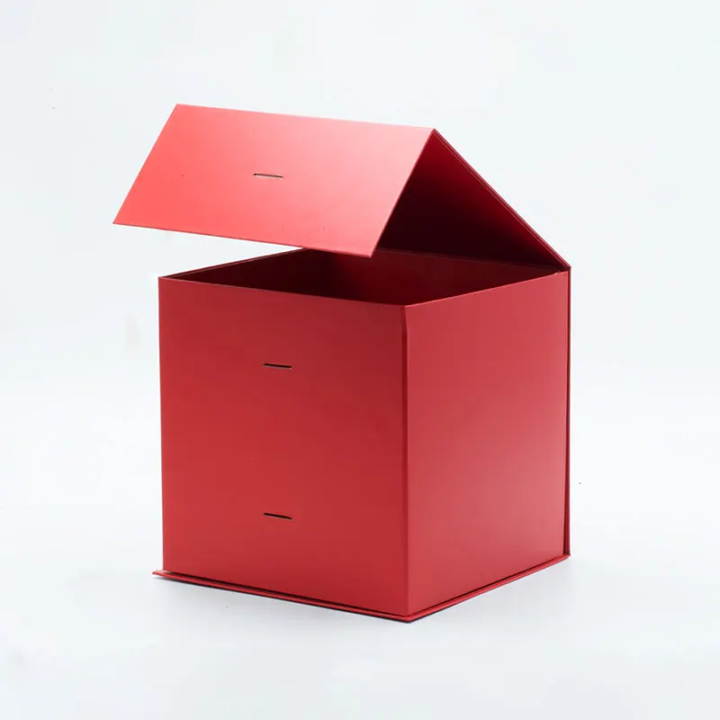 Bulk fancy red color products packaging rigid magnetic lid present box with ribbon