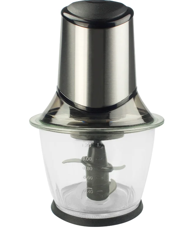 Food Chopper with 1.2L glass for mincing and mixing meat, fruits and vegetables for easy and safe one-click operation
