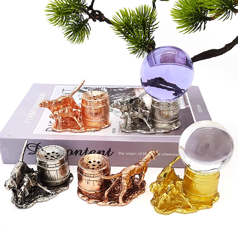 Halloween Christmas creative double dog crystal ball base retro crafts decoration home table ball bracket