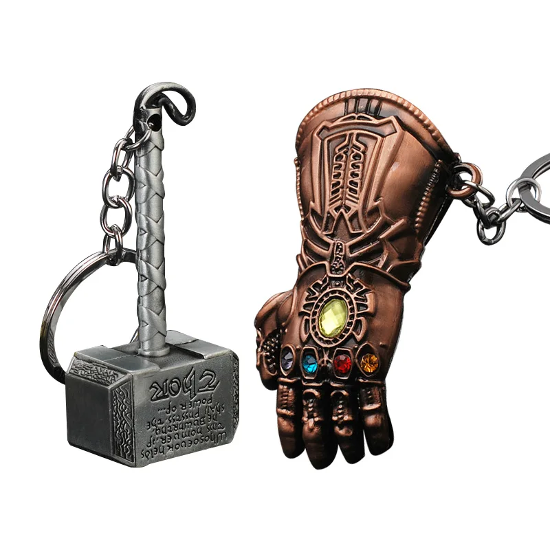 
Thanos Infinity Gauntlet Iron Mann Thor Hammer Avengerss Marvell Gift Keychain 